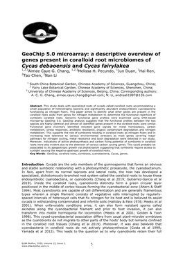 Geochip 5.0 Microarray: a Descriptive Overview of Genes Present in Coralloid Root Microbiomes of Cycas Debaoensis and Cycas Fairylakea 1,2,3Aimee Caye G