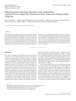 Evidence from a Major Late-Panafrican Shear Zone in the Tuareg Shield (Algeria)