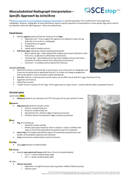 Musculoskeletal Radiograph Interpretation – Specific Approach by Joint/Area