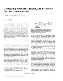 Comparing Passwords, Tokens, and Biometrics for User Authentication