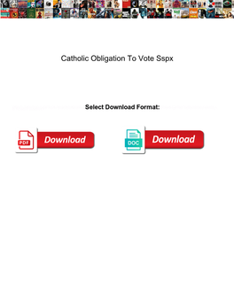 Catholic Obligation to Vote Sspx