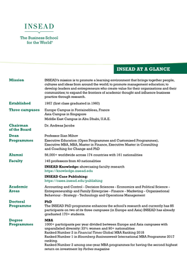 Insead at a Glance