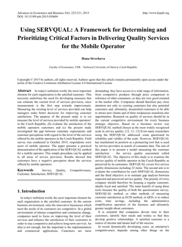 Using SERVQUAL: a Framework for Determining and Prioritizing Critical Factors in Delivering Quality Services for the Mobile Operator