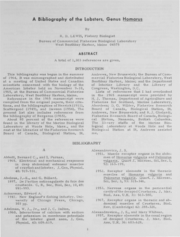 A Bibliography of the Lobsters, Genus Homarus