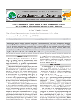 Electric Conductivity in Aqueous Solution of Nacl + Methanol Under External Microwave Field by Non-Equilibrium Molecular Dynamics Simulation