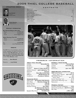 2009 Thiel College Baseball