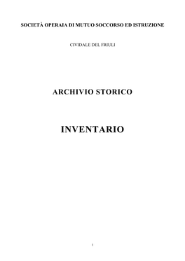 Inventario Storico SOMSI Cividale Del Friuli