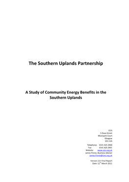A Study of Community Energy Benefits in the Southern Uplands
