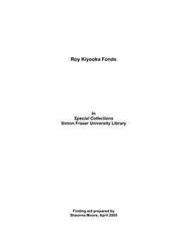 Kiyooka, Japanese Canadian Redress, Financial and Administrative Records, and Collected Publications and Works by Others