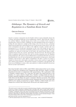 Oshikango: the Dynamics of Growth and Regulation in a Namibian Boom Town*