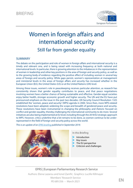 Women in Foreign Affairs and International Security Still Far from Gender Equality