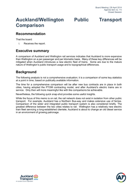 Auckland/Wellington Public Transport Comparison