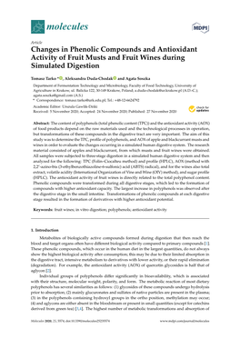 Changes in Phenolic Compounds and Antioxidant Activity of Fruit Musts and Fruit Wines During Simulated Digestion