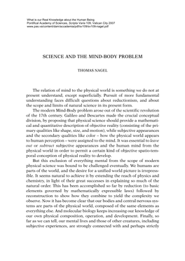 Science and the Mind-Body Problem