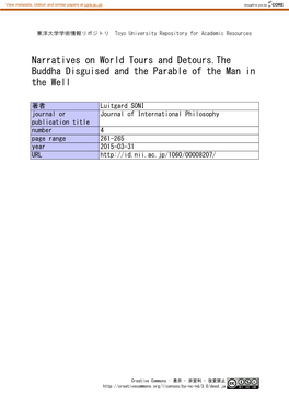 Narratives on World Tours and Detours.The Buddha Disguised and the Parable of the Man in the Well