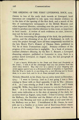 The Opening of Liverpool's First Dock, 1715