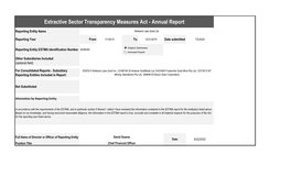 Extractive Sector Transparency Measures Act - Annual Report