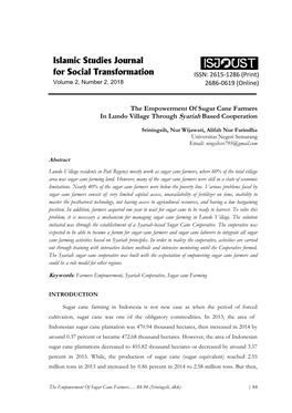 Islamic Studies Journal for Social Transformation