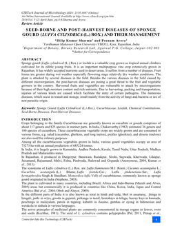 Seed-Borne and Post-Harvest Diseases of Sponge Gourd (Luffa Cylindrica (L