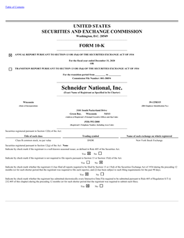 Schneider National, Inc. (Exact Name of Registrant As Specified in Its Charter) ______