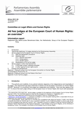 Ad Hoc Judges at the European Court of Human Rights: an Overview∗1