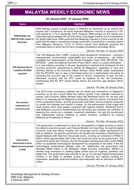 Malaysia Weekly Economic News