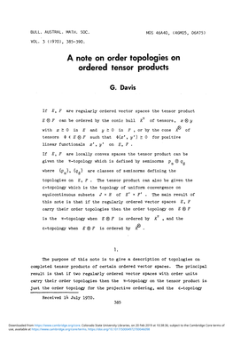 A Note on Order Topologies on Ordered Tensor Products