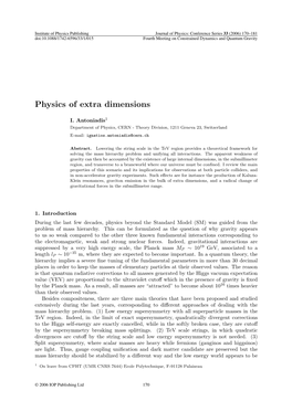 Physics of Extra Dimensions