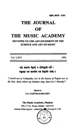 The Journal of the Music Academy Devoted to the Advancement of the Science and Art of Music