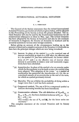 International Actuarial Notation 123