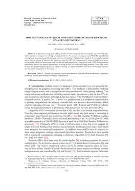 IMPLEMENTING an INTERIOR POINT METHOD for LINEAR PROGRAMS on a CPU-GPU SYSTEM∗ in Memory of Gene Golub 1. Introduction. Hidden