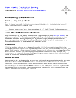 Geomorphology of Espanola Basin Vincent C