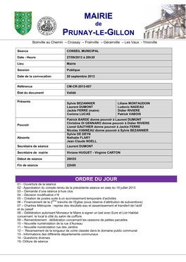 Compte-Rendu / Conseil Municipal – 27 09 2013