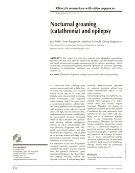 Nocturnal Groaning (Catathrenia) and Epilepsy