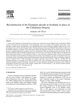 Reconstruction of the Grampian Episode in Scotland: Its Place in the Caledonian Orogeny