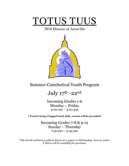 TOTUS TUUS 2016 Diocese of Amarillo