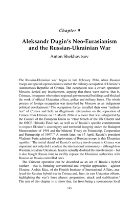 Aleksandr Dugin's Neo-Eurasianism and the Russian-Ukrainian