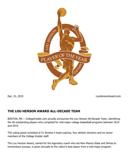 The Lou Henson Award All-Decade Team