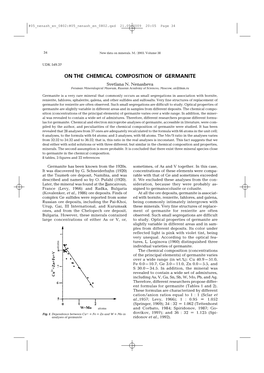 ON the CHEMICAL COMPOSITION of GERMANITE Svetlana N