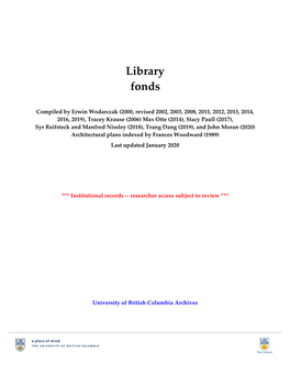 UBC Library Fonds