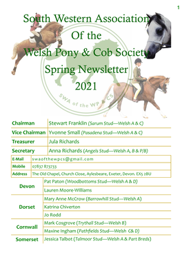 South Western Association of the Welsh Pony & Cob Society Spring