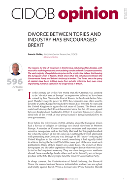 Divorce Between Tories and Industry Has Encouraged Brexit