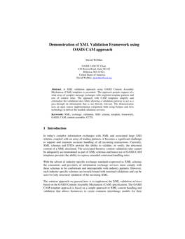 Demonstration of XML Validation Framework Using OASIS CAM Approach