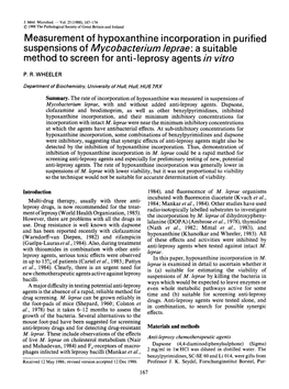 Suspensions of Mycobacterium Leprae: a Suitable Method to Screen for Anti-Leprosy Agents in Vitro