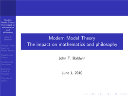 Modern Model Theory the Impact on Mathematics and Philosophy