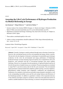 Assessing the Life-Cycle Performance of Hydrogen Production Via Biofuel Reforming in Europe