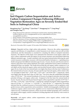 Soil Organic Carbon Sequestration and Active Carbon Component Changes Following Diﬀerent Vegetation Restoration Ages on Severely Eroded Red Soils in Subtropical China
