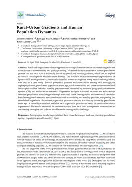 Rural–Urban Gradients and Human Population Dynamics