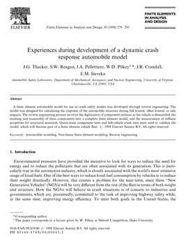 Experiences During Development of a Dynamic Crash Response Automobile Model