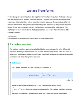 Laplace Transforms